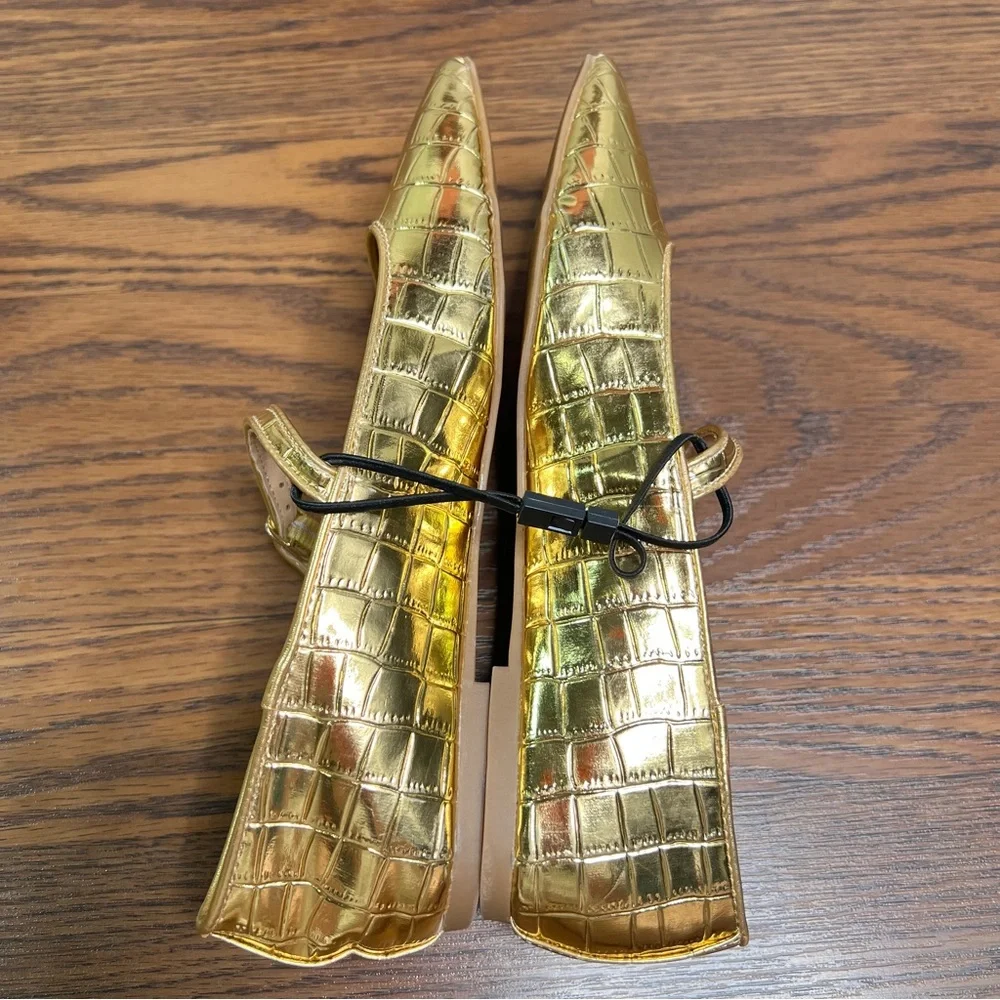 LOFT Gold Metallic Mary Jane Strap Ballet Flats size 7